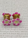 Plumeria flower earrings and stretch