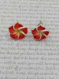 Plumeria flower earrings and stretch