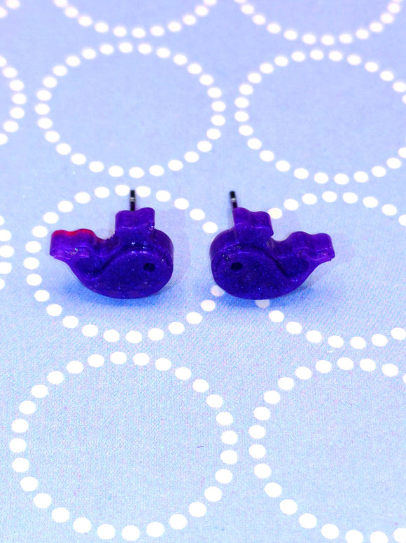 Tiny whale earrings