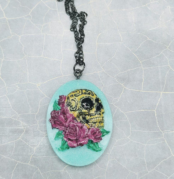 Sugar Skull & Roses Necklace