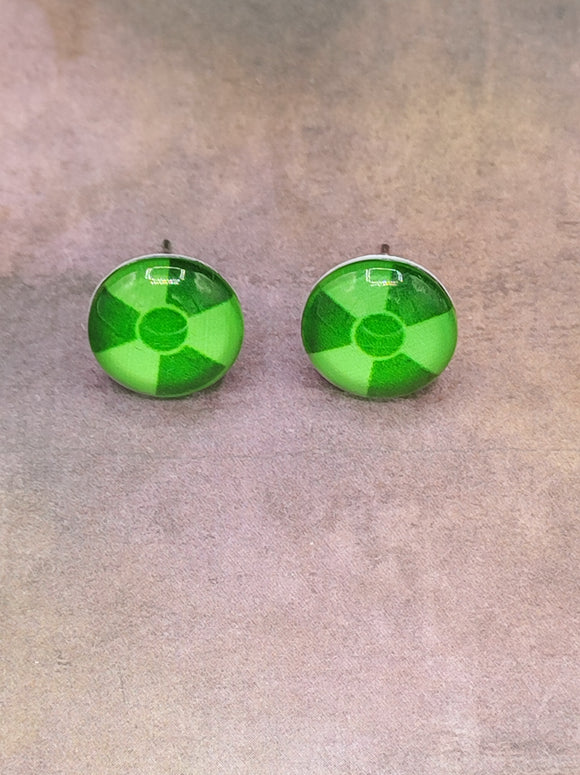 Tiny Radioactive sign earrings