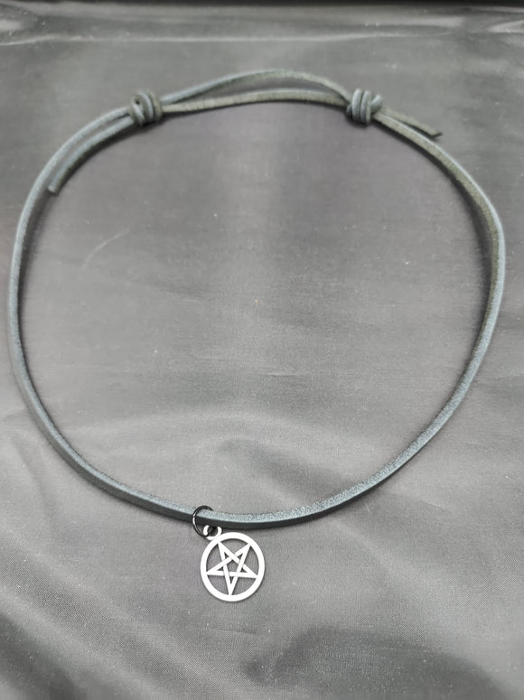 Thick Leather Pentagram Necklace