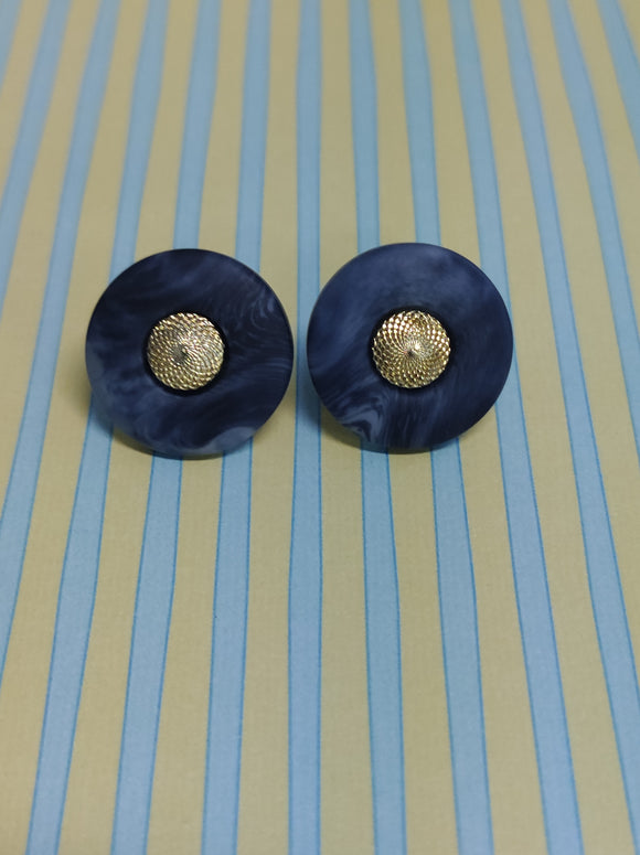 Blue & Gold Lunar Eclipse buttons earrings
