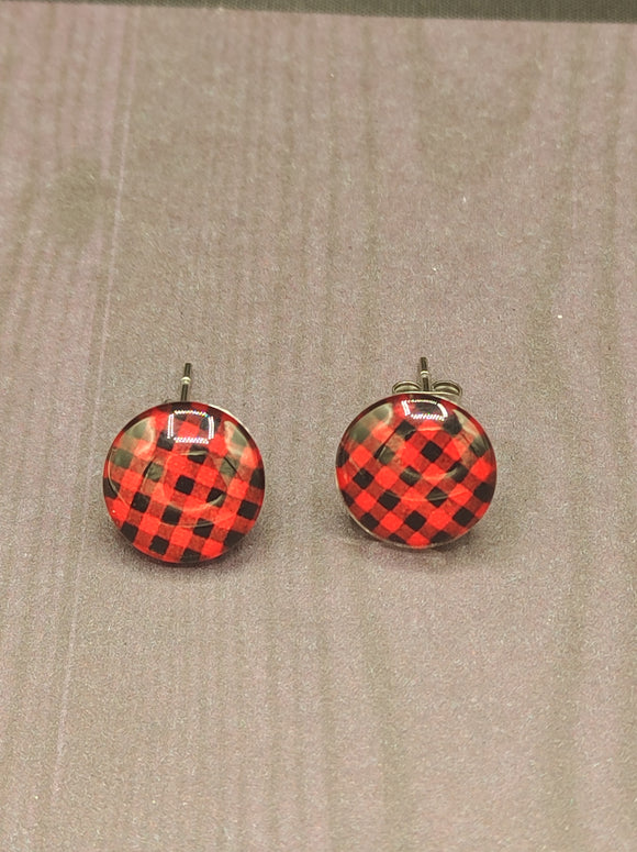 bûcheron boucles d'oreilles carreauté/ Lumberjack Checkered earrings
