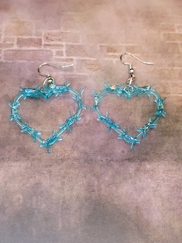 Coeurs barbelés boucles d'oreilles / Barbed Wire Heart Earrings