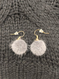 Pompom de laine/ Wool pompom earrings