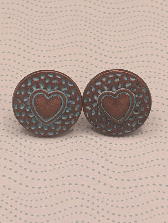 Coeur cuivré Boucles d'oreilles /Heart of copper earrings