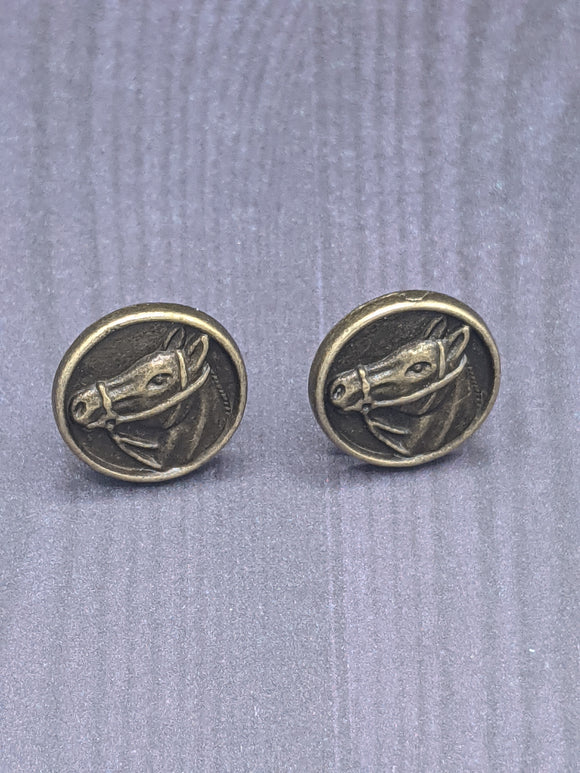 Cheval majestueux couleur or antique, boucles d'oreilles/ Majestic Horse Antique gold earrings