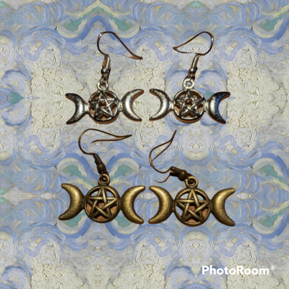 Triple moons pentagram’s earrings