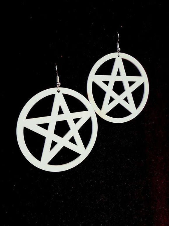 Laser cut 3D pentagram earrings