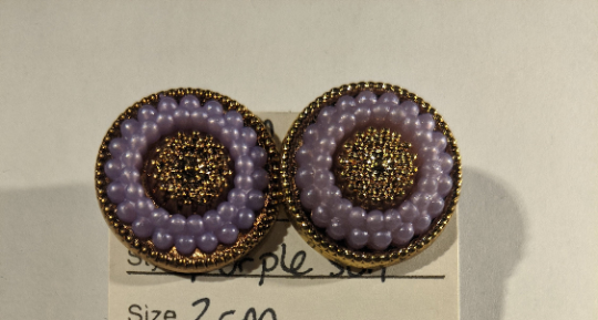 Purple Flower and gold earrings