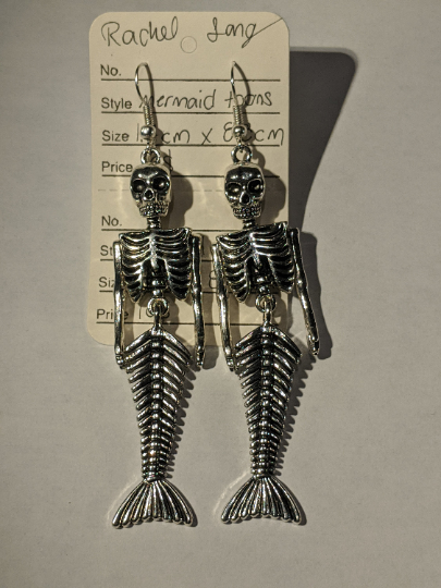 Mermaid skeleton earrings